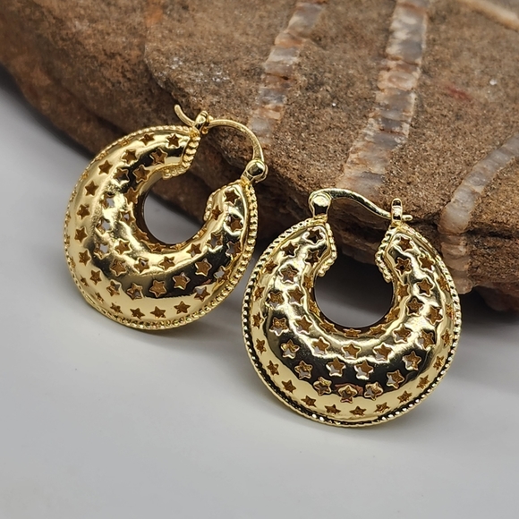 Johnny Was Jewelry - Johnny Was PACIFIC STAR Hoop Earrings/studs Hoop 18kt Gold